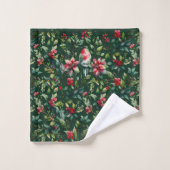 Elegante Kerst Botanische Winter Robin Vakantie Bad Handdoek (Wasdoekje)