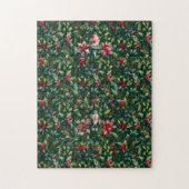 Elegante Kerst Botanische Winter Robin Vakantie Legpuzzel (Verticaal)