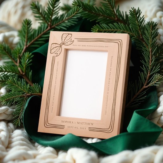 Elegante Kerst Bow Ribbon Trouwgeloften Keepsake Gegraveerde Lijstjes