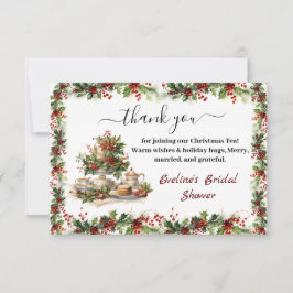 Elegante Kerst Bruids Bruiloft Thee Party Bedankkaart