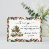Elegante Kerst Bruidsfeestee Party Bedankkaart (Staand voorkant)