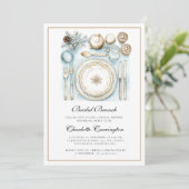 Elegante kerst bruiloft brunch uitnodiging (Staand voorkant)