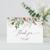 Elegante kerst bruiloft dank u kaart (Staand voorkant)