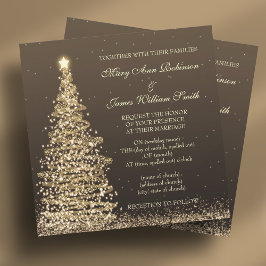 Elegante kerst bruiloft goud bruin kaart