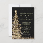 Elegante kerst bruiloft goud zwart RSVP kaartje (Voorkant)
