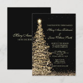 Elegante kerst bruiloft goud zwart RSVP kaartje (Voorkant / Achterkant)