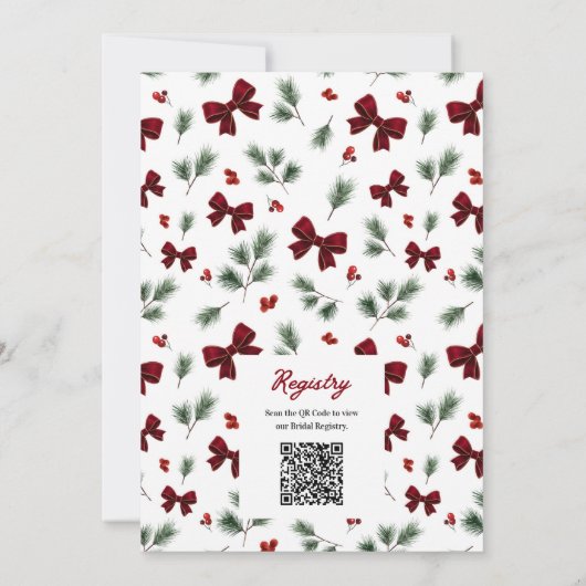 Elegante kerst bruiloft QR-code Kaart (Achterkant)