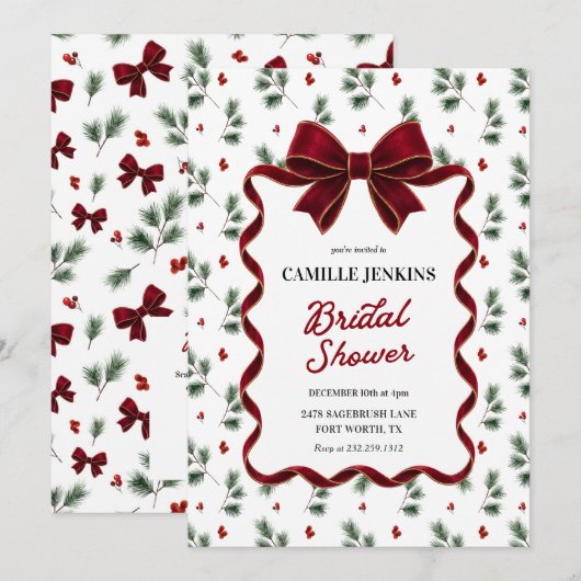 Elegante kerst bruiloft QR-code Kaart (Voorkant / Achterkant)