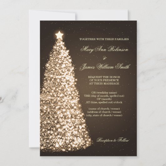 Elegante Kerst bruiloft Sparkle Gold Kaart (Voorkant)