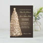 Elegante Kerst bruiloft Sparkle Gold Kaart (Staand voorkant)