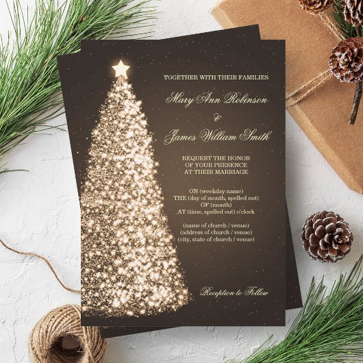 Elegante Kerst bruiloft Sparkle Gold Kaart