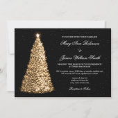 Elegante Kerst bruiloft Sparkle Tree Gold Kaart (Voorkant)