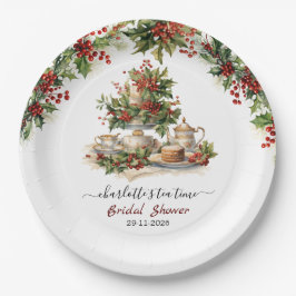 Elegante Kerst Bruiloft Theetijd Feest Papieren Bordje