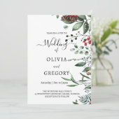 Elegante kerst bruiloft Uitnodiging (Staand voorkant)