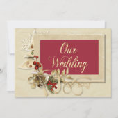 Elegante kerst bruiloft uitnodiging met boom (Voorkant)