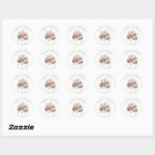 Elegante Kerst bruiloft Waterverf Bloemen Ronde Sticker (Vel)