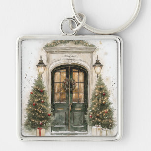 Elegante Kerst Bruine Stenen Deur Sleutelhanger