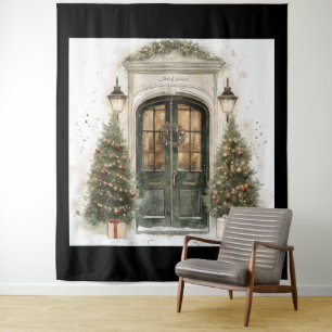 Elegante Kerst Bruine Stenen Deur Wandkleed
