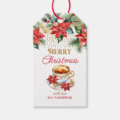 Elegante kerst brunch theefeest sjabloon cadeaulabel (Voorkant)