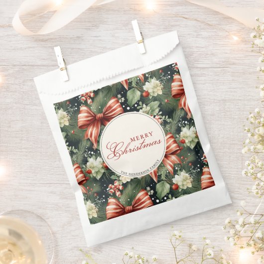 Elegante Kerst Cheer Candy Cane Bows Custom Bedankzakje (Geknipt)