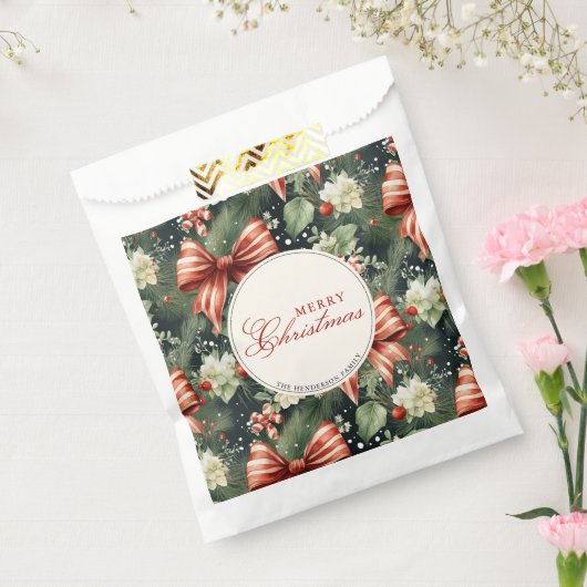 Elegante Kerst Cheer Candy Cane Bows Custom Bedankzakje (Gezegeld)