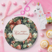 Elegante Kerst Cheer Candy Cane Bows Custom Papieren Bordje (Feest)