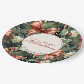 Elegante Kerst Cheer Candy Cane Bows Custom Papieren Bordje (Gekanteld)