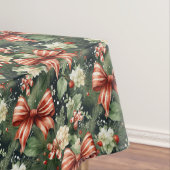 Elegante Kerst Cheer Candy Cane Bows Custom Tafelkleed (Voorbeeld)