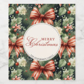 Elegante Kerst Cheer Candy Cane Bows Custom Wijn Etiket (Enkel label)