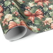 Elegante kerst Cheer Candy Canes Bow Cadeaupapier (Rol Hoek)