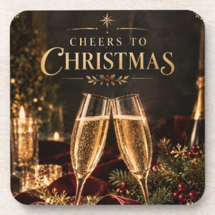 Elegante kerst Cheers to Christmas champagne Bier Onderzetter