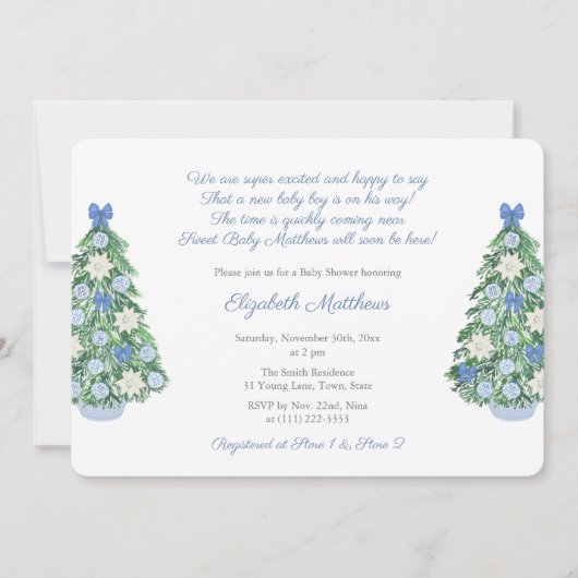 Elegante Kerst Chinoiserie Gedicht Jongen Baby Bor Kaart (Voorkant)