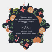 Elegante kerst citrus foto ornament kaart (Achterkant)