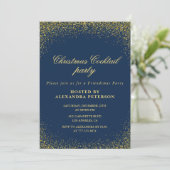 Elegante Kerst Cocktail Party Gold Navy Glam Kaart (Staand voorkant)