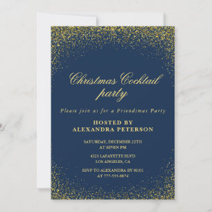 Elegante Kerst Cocktail Party Gold Navy Glam Kaart