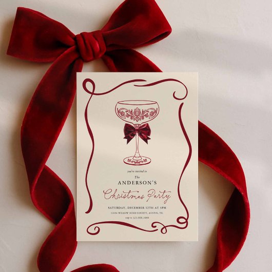 Elegante Kerst Cocktaillunch Uitnodiging