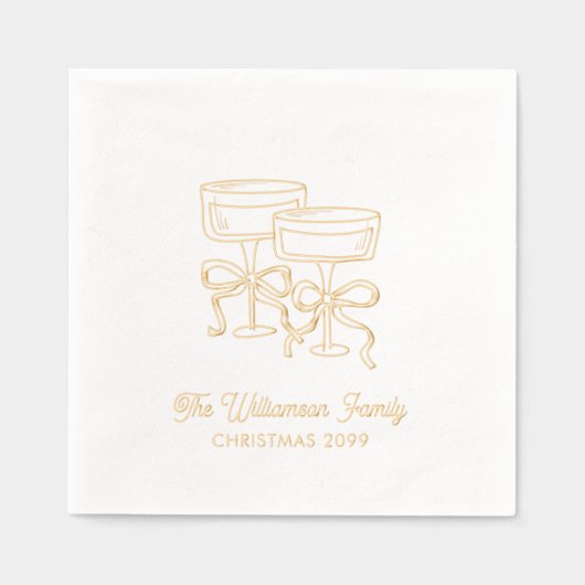 Elegante Kerst Cocktails Gold Foil servetten (Voorkant)