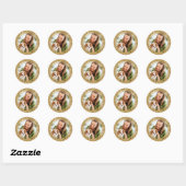 Elegante Kerst Custom Photo Gold Faux Glitter Ronde Sticker (Vel)