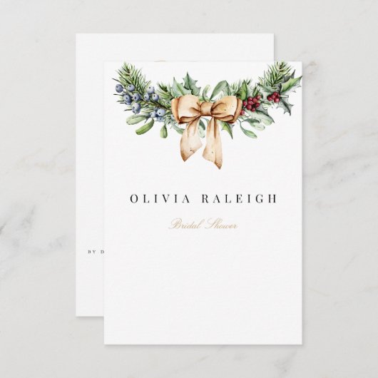 Elegante kerst Decor bruids douche uitnodiging (Voorkant / Achterkant)