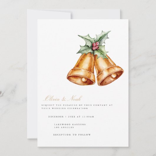 Elegante kerst Decor Bruiloft Uitnodiging Kaart (Voorkant)