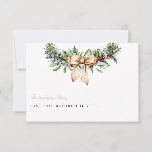 Elegante Kerst Decoratie Bachelorette Feestkaart Kaart (Voorkant)