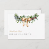 Elegante Kerst Decoratie Bachelorette Feestkaart Kaart (Voorkant / Achterkant)