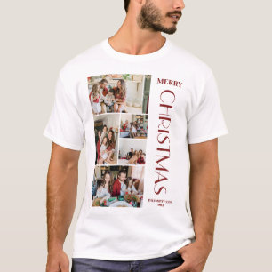 Elegante Kerst Eenvoudige Familie Fotocollage T-shirt
