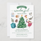 Elegante Kerst elementen Partij Kaart (Voorkant)