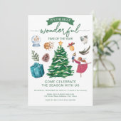 Elegante Kerst elementen Partij Kaart (Staand voorkant)