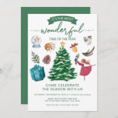 Elegante Kerst elementen Partij Kaart (Voorkant / Achterkant)