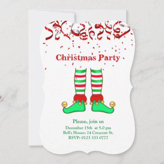 Elegante kerst elf op rood en wit kaart (Voorkant)