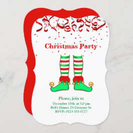 Elegante kerst elf op rood en wit kaart