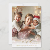 Elegante Kerst en Fel Gouden Script Foto Feestdagenkaart (Voorkant)