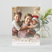 Elegante Kerst en Fel Gouden Script Foto Feestdagenkaart (Staand voorkant)